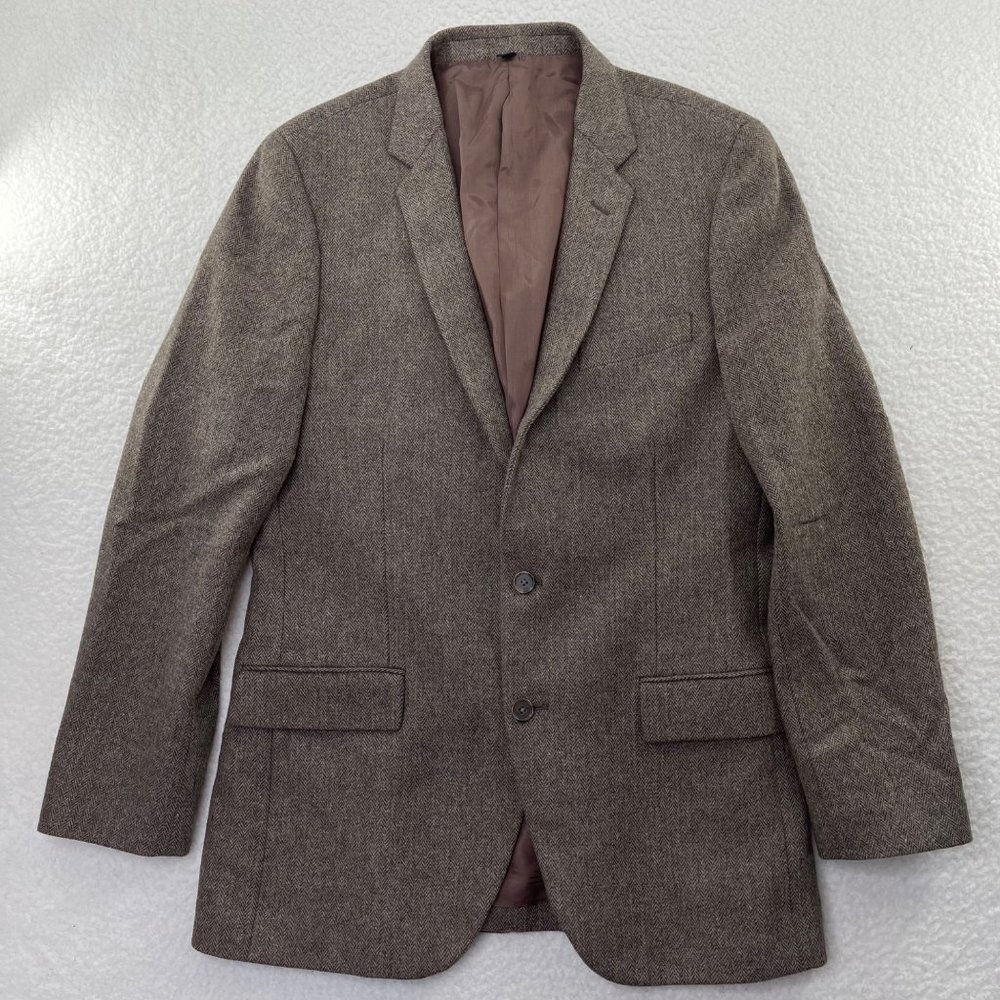 J Crew Sport Coat Mens 42L Brown Wool Blend 03790 Herringbone Thompson